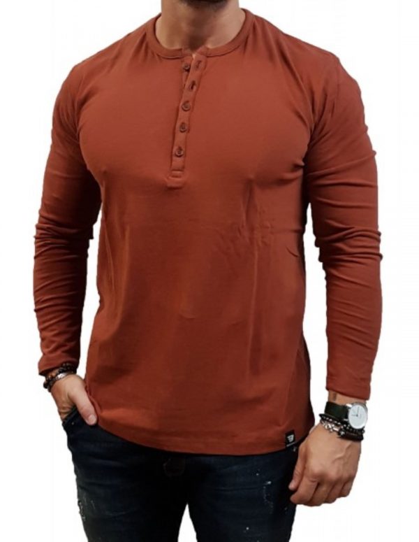 Brokers ΑΝΔΡΙΚΟ ΜΑΚΡΥΜΑΝΙΚΟ T-SHIRT 21512-221-01(050) Burnt Orange