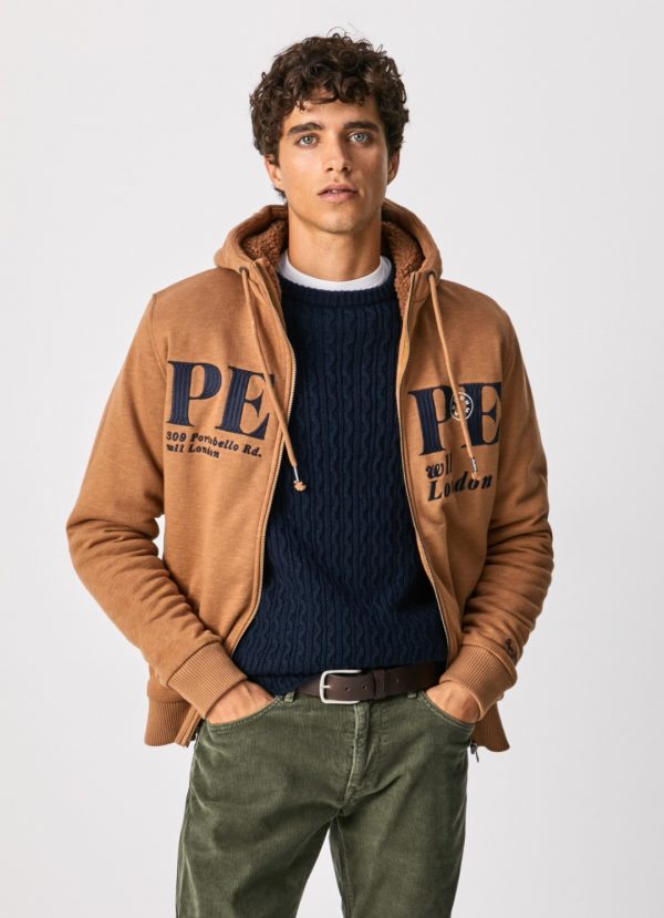 Pepe Jeans LUDWING ZIP UP SWEATSHIRT Ζακέτα PM582055-868 LIGHT BROWN