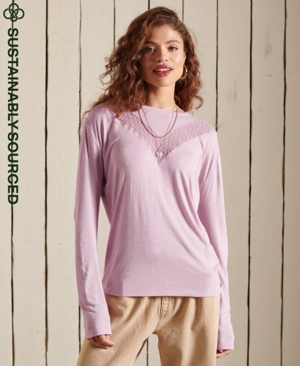 SUPERDRY® ROCK LACE JERSEY TOP L/S ΜΠΛΟΥΖΑ  W6011054A-10R Soft Pink