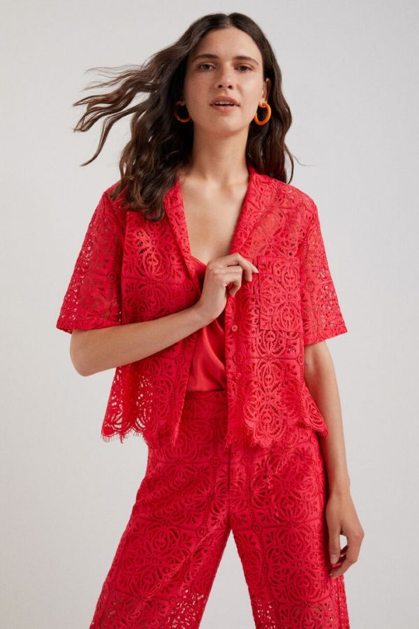 Desigual AUSTIN Lace shirt 22SWCW17-3145 Coral Red