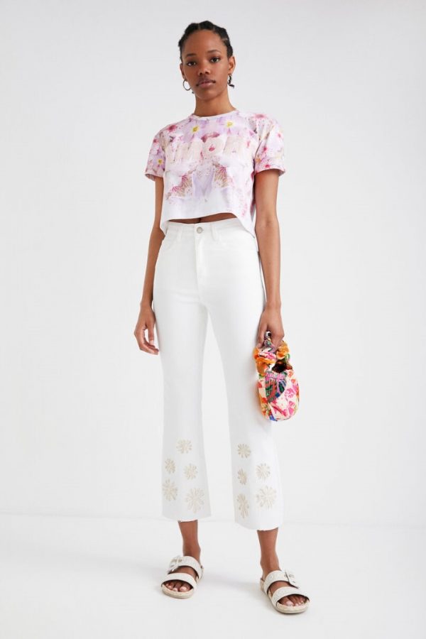 Desigual DENIM GALA Flared cropped jeans 22SWDD25-1000 White