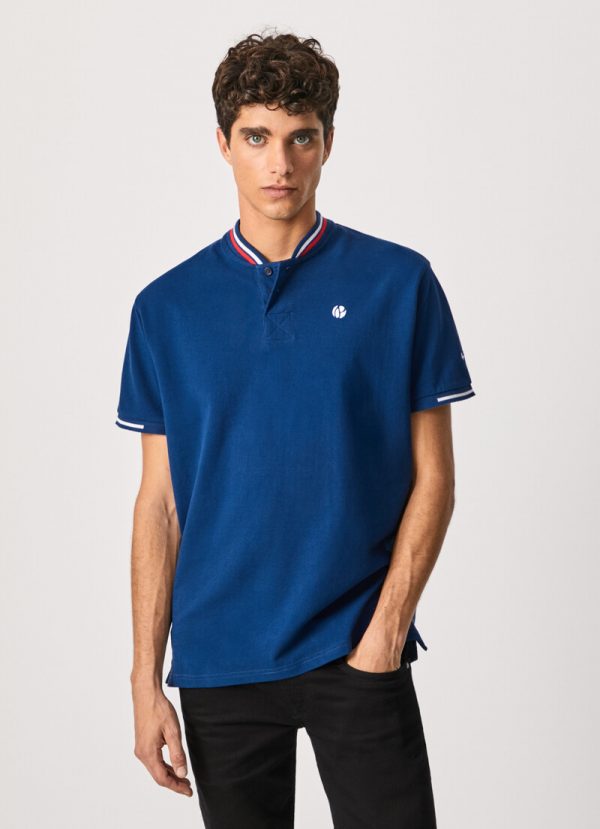 Pepe Jeans FALCON POLO ΠΟΥΚΑΜΙΣΟ ΜΕ ΑΝΤΙΘΕΣΗ ΣΤΟ ΛΑΙΜΟ PM541828-582 MIDNIGHT