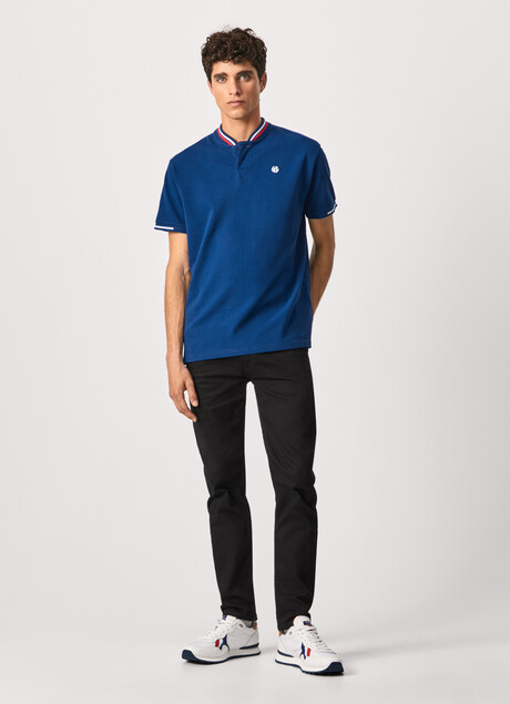 Pepe Jeans FALCON POLO ΠΟΥΚΑΜΙΣΟ ΜΕ ΑΝΤΙΘΕΣΗ ΣΤΟ ΛΑΙΜΟ PM541828-582 MIDNIGHT