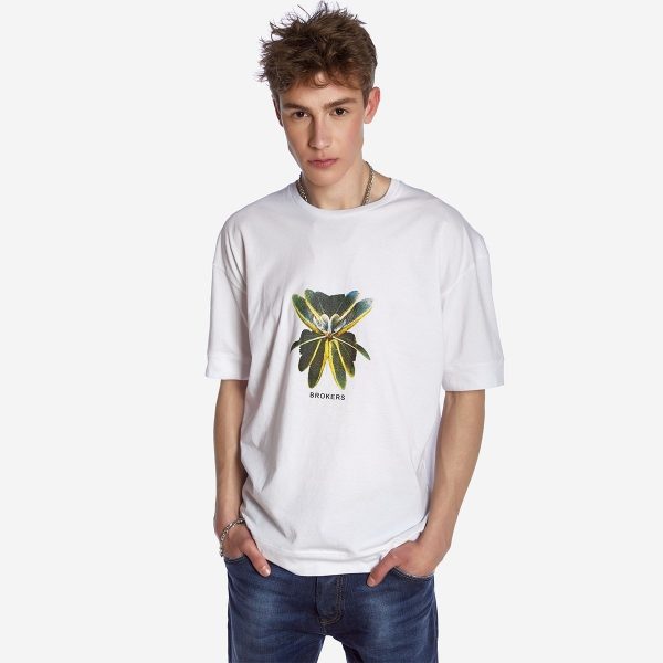 Brokers ΑΝΔΡΙΚΟ OVERSIZED T-SHIRT BROKERS ΛΕΥΚΟ FLOWER 22012-307-01-WHITE/Λευκό