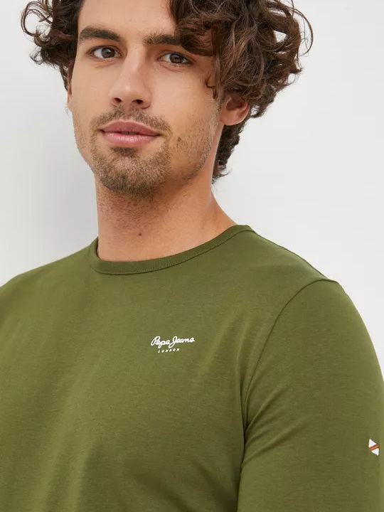 Pepe Jeans ORIGINAL BASIC 2 LONG N BASIC T-SHIRT WITH LOGO PM508211-THYME/Σκούρο Πράσινο