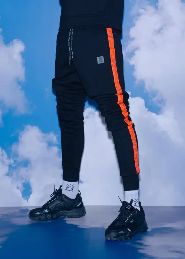 Vinyl Art Clothing VINYL ΦΟΡΜΑ ΜΕ FLUO ΤΡΕΣΑ ΜΑΥΡΟ- TAPED SIDE PANTS 03060-01 Black/Μαύρο