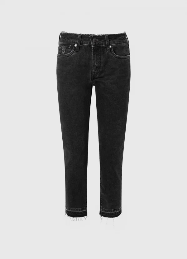 Pepe Jeans JOLIE REGULAR FIT MID WAIST JEANS BOYFRIEND PL204365 000-BLACK/Μαύρο