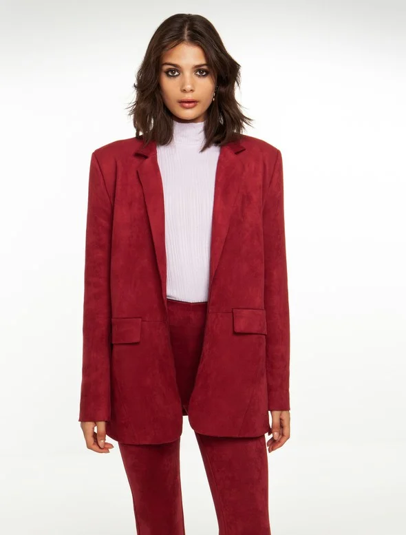 Toi&Moi Blazer με suede όψη  40-0607-222 Bordo/Μπορντώ