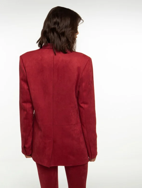 Toi&Moi Blazer με suede όψη  40-0607-222 Bordo/Μπορντώ