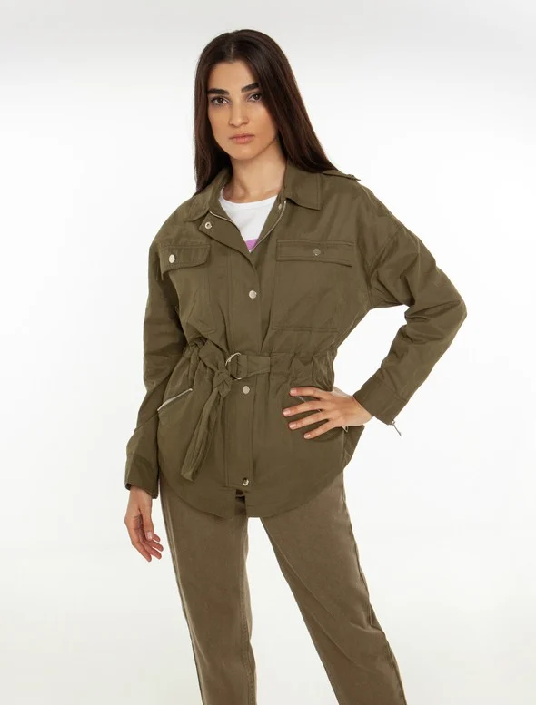 Toi&Moi Mid-length παρκά με τσέπες 60-1458-123-Khaki/Χακί