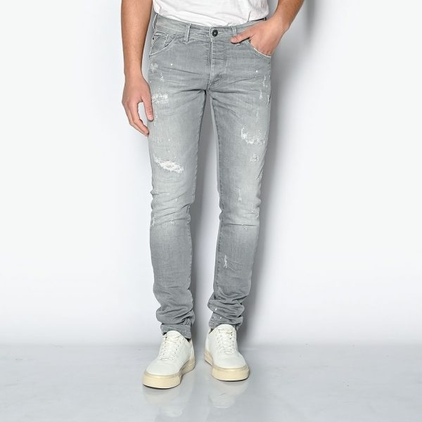 Brokers Jeans ΑΝΔΡΙΚΟ SLIM ΠΑΝΤΕΛΟΝΙ JEAN ΓΚΡΙ ΜΕ ΦΘΟΡΕΣ 23013-407-44-GREY/Γκρί