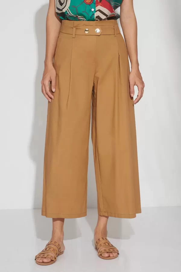 Bill Cost Παντελόνι cropped με ζώνη 10-180251-0-Taupe/Ταμπά