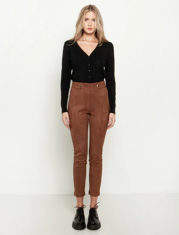 Toi&Moi Suede παντελόνι skinny 20-4871-223-Camel/Καμηλό