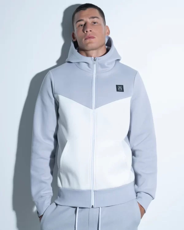 Vinyl Art Clothing VINYL ΖΑΚΕΤΑ ΤΕΧΝΙΚΟ ΦΟΥΤΕΡ-TECH PREMIUM FABRIC FULL-ZIP HOODIE 26547-09-Grey/White/Γκρί/Λευκό