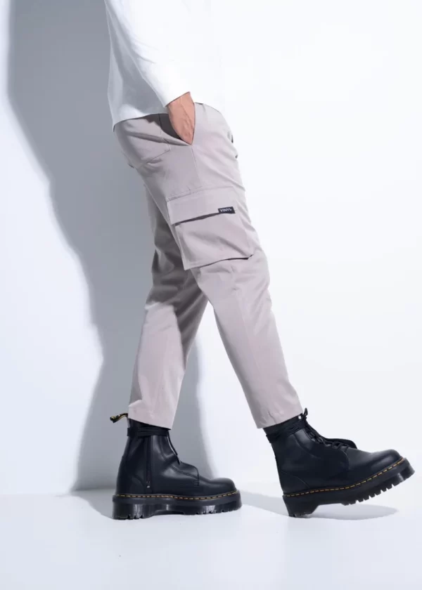 Vinyl Art Clothing VINYL ΠΑΝΤΕΛΟΝΙ ΥΦΑΣΜΑΤΙΝΟ CARGO ΓΚΡΙ - CINCHED WAIST CARGO PANTS 02712-09-Grey/Γκρί