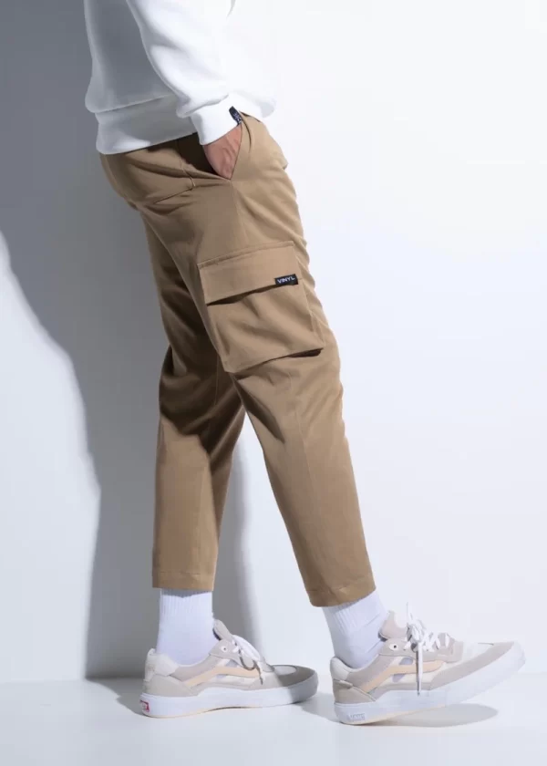 Vinyl Art Clothing VINYL ΠΑΝΤΕΛΟΝΙ ΥΦΑΣΜΑΤΙΝΟ CARGO ΚΑΦΕ - CINCHED WAIST CARGO PANTS 02712-33-Camel/Καφέ