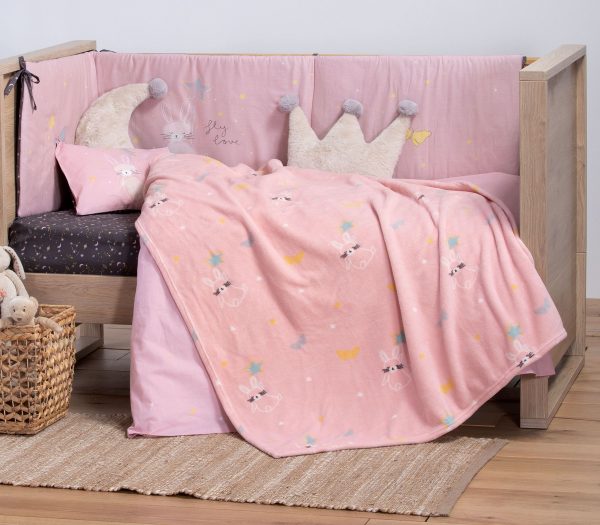 Nef&Nef ΒΡΕΦΙΚΗ ΚΟΥΒΕΡΤΑ FLEECE ΑΓΚΑΛΙΑΣ FLY LOVE 75X110 033944-Pink/Ρόζ