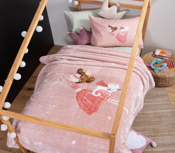 Nef&Nef ΠΑΙΔΙΚΗ ΚΟΥΒΕΡΤΑ ΜΟΝΗ PRINCESS AT HOME 160Χ220 033975-Pink/Ρόζ