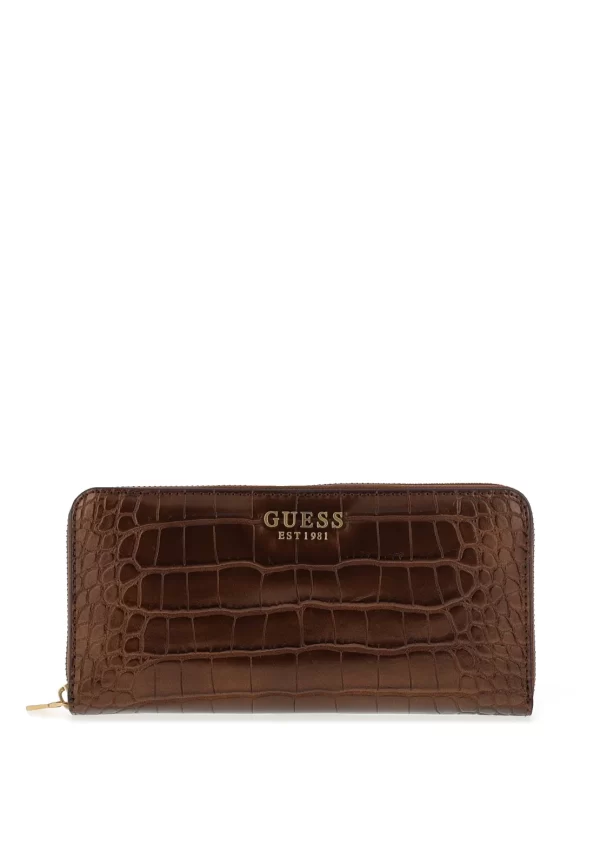 Guess Laurel Croc Large Zip Around Wallet SWCX8500460001-Bronze/Μπρονζέ