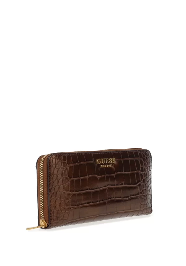 Guess Laurel Croc Large Zip Around Wallet SWCX8500460001-Bronze/Μπρονζέ