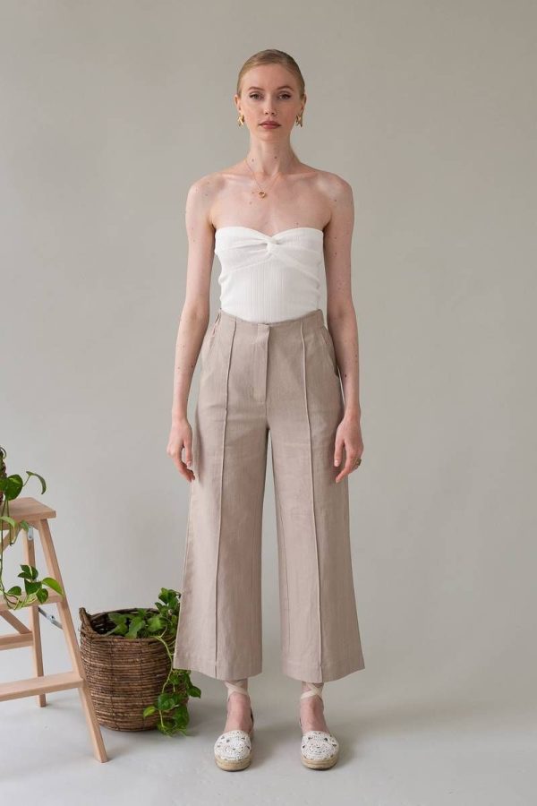 Mind Matter Λινό Παντελόνι Culotte "Judith Trousers" - MML24-01-03-020 - Μπεζ/Beige