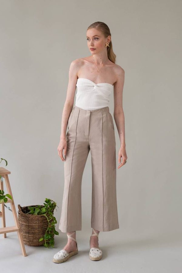 Mind Matter Λινό Παντελόνι Culotte "Judith Trousers" - MML24-01-03-020 - Μπεζ/Beige