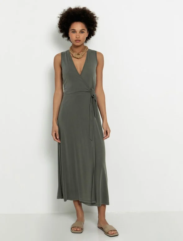 Toi&Moi Κρουαζέ midi φόρεμα 50-6191-124-Khaki/Χακί