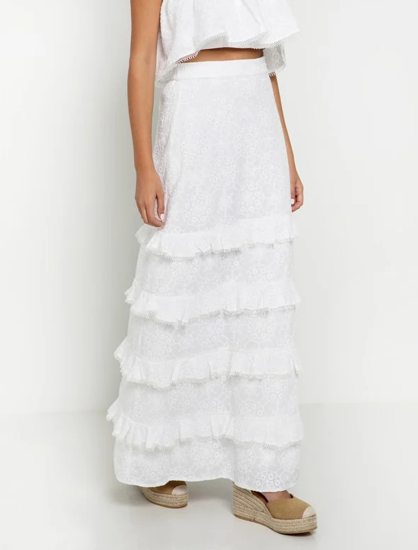 Toi&Moi Κιπούρ maxi φούστα 10-3770-124-White/Λευκό