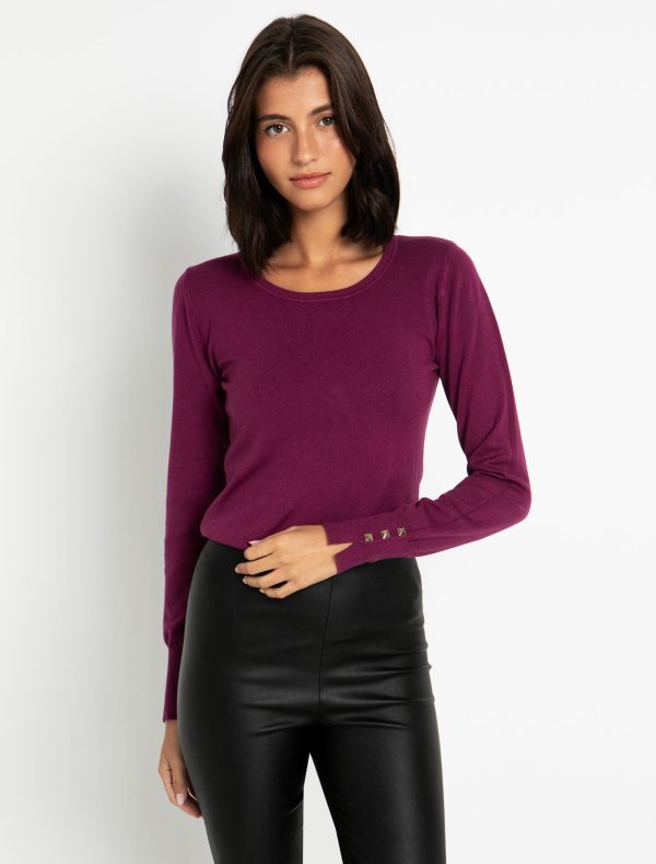 Toi&Moi Basic μπλούζα με στρογγυλή λαιμόκοψη 70-4685-224-Dark Violet/Σκούρο Βιολετί