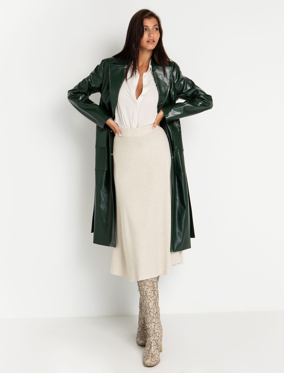 Toi&Moi Trench coat από δερματίνη 60-1622-224-Cypress/Κυπαρισί