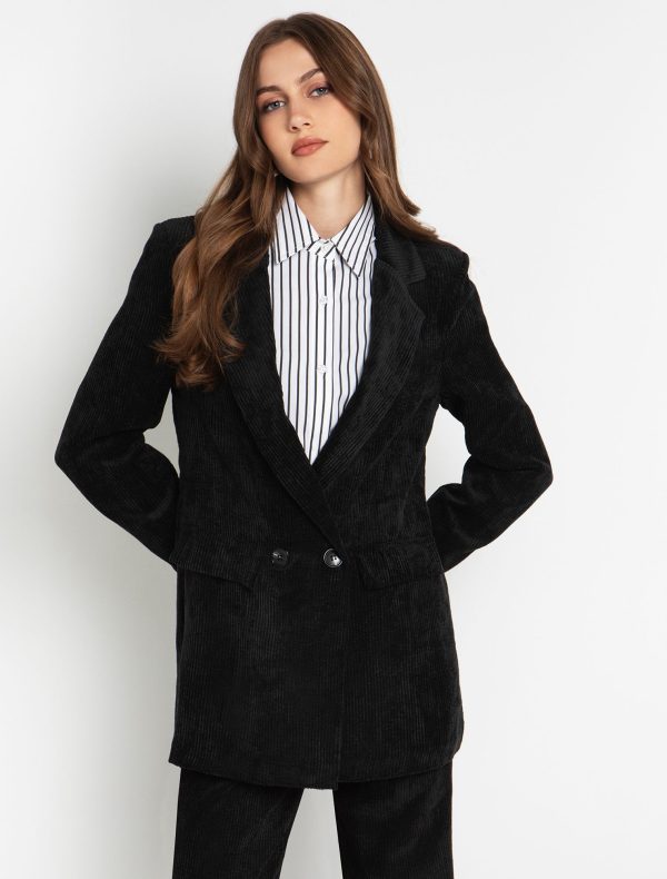 Toi&Moi Blazer κοτλέ 40-0783-224-Black/Μαύρο