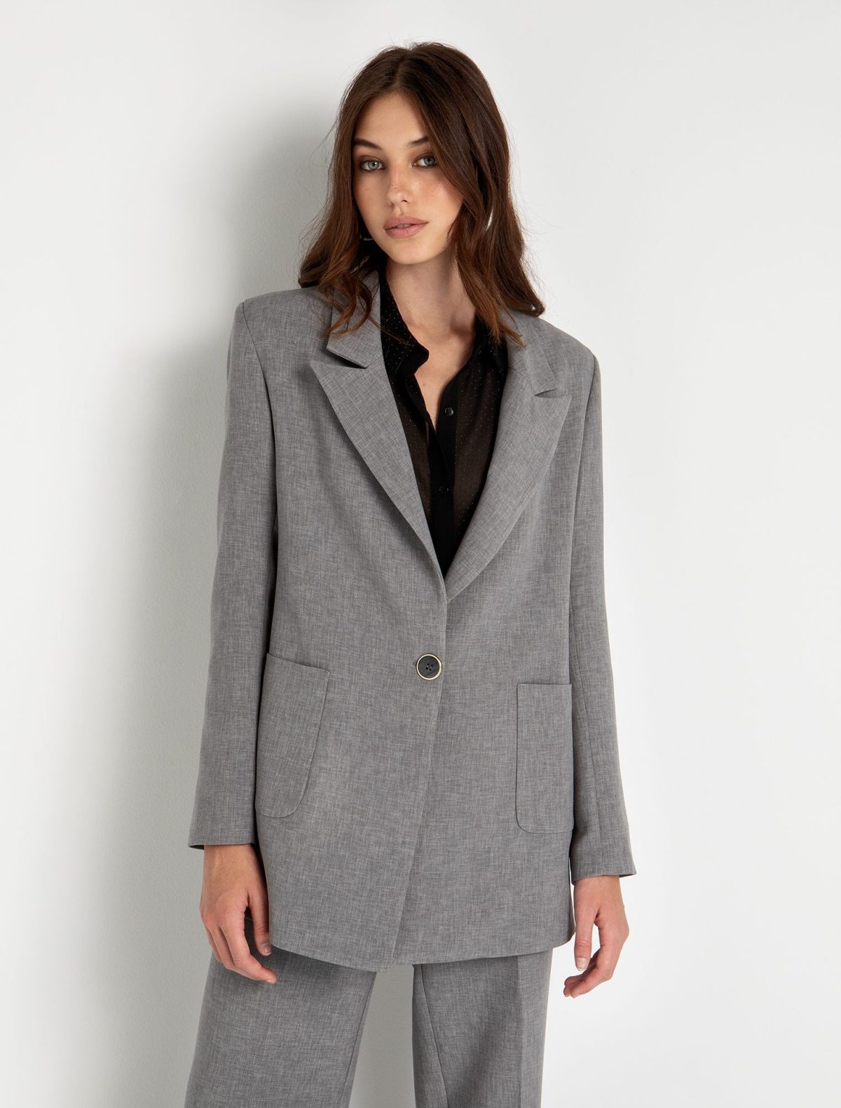 Toi&Moi Blazer με patch τσέπες-40-0759-224-Melanze gray/Μελανζέ γκρί